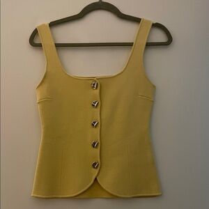 Zara Yellow Button-Down Tank Top